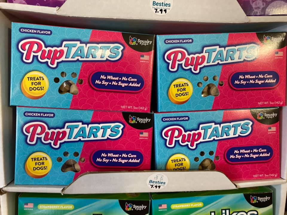 boxes of PupTarts treats for dogs